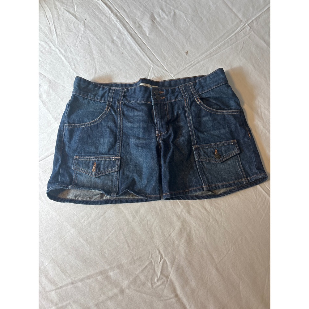 Old Navy Denim Cargo Shorts Women 10 Blue Dark Wash Utility 0968